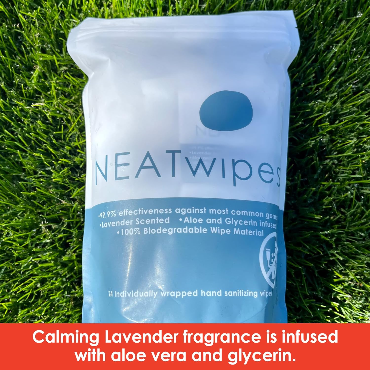NEATwipes Hand Sanitizing Wipes | Travel Essentials | Disposable Wet Wipe & Planet Friendly | Lavender Essential Oil & Soothing Aloe | 10 Pouches of 24 Individually Wrapped Wipes