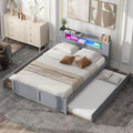 Merax Queen Size Platform Bed Frame with 2 Drawers and Twin Size Trundle, Gray Queen Bed Frame with Headboard, No Box Spring Needed