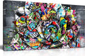 SIXTTART Flower Pictures Wall-Decor - Banksy Street Wall Art - Large Abstract Canvas Wall Art Ready To Hang Size 59' x 29'