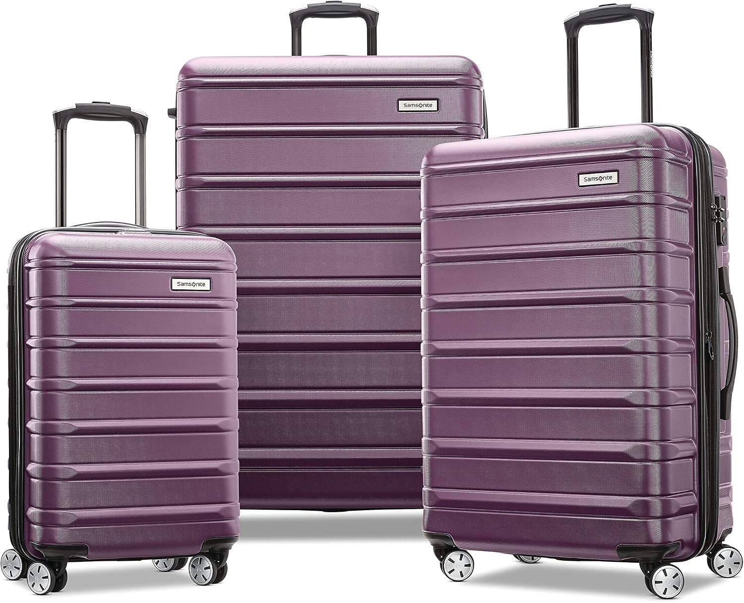 Samsonite Omni 2 Hardside 3 Piece Set - Includes Global Carry-On, Medium, & Large Checked Suitcases - 360° Dual Spinner Wheels - Integrated TSA Lock & Expansion - Amazon Exclusive - Icy Lilac