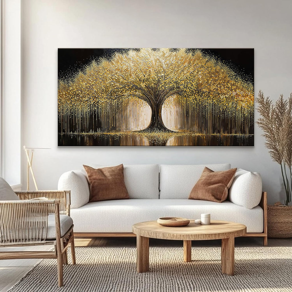 Gold Tree Of Life Wall Art Large Wall Art Prints Canvas Art Wall Decor Painting Prints Large Gold Tree Abstract Picture For Living Room Bedroom Home Office Artwork 39x78 Inch