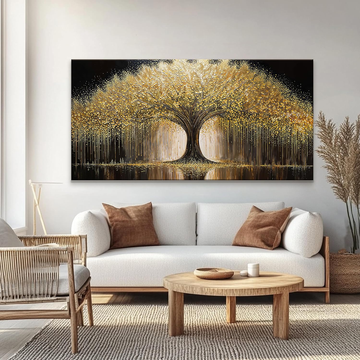 Gold Tree Of Life Wall Art Large Wall Art Prints Canvas Art Wall Decor Painting Prints Large Gold Tree Abstract Picture For Living Room Bedroom Home Office Artwork 39x78 Inch