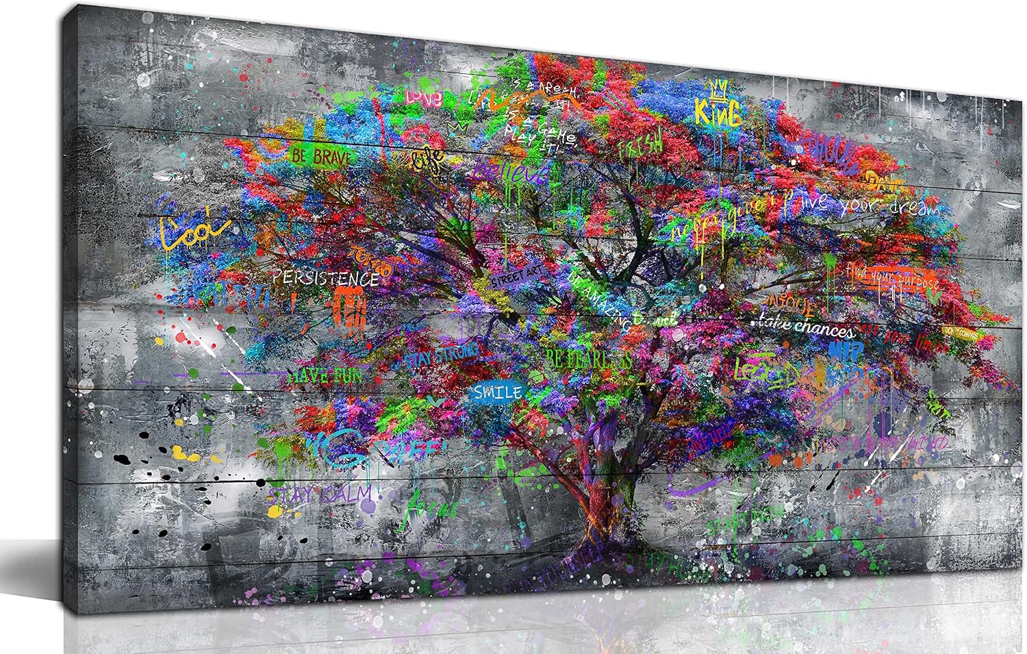 SIXTTART Tree Large Canvas Wall-Art For Living Room - Graffiti Forest Wall Art - Abstract Modern Home Office Wall Decor Ready to Hang Size 59' x 29'