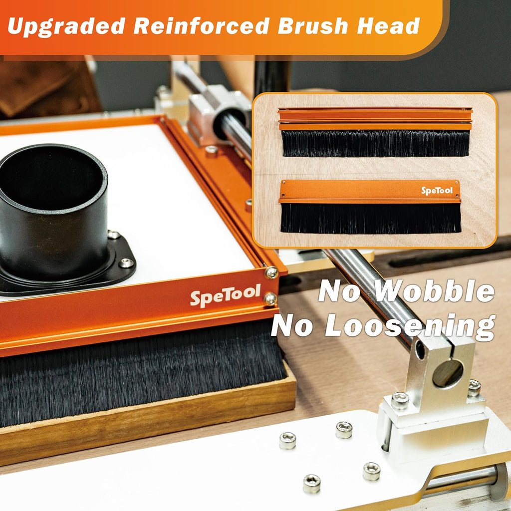 SpeTool Upgraded Linear Rail Connector with Dust Collection, Fits 16mm Linear Rails, Router Sled Slide, SBR16UU & SCS16UU Slide Blocks, PE Router Plate Compatible with Multiple Routers