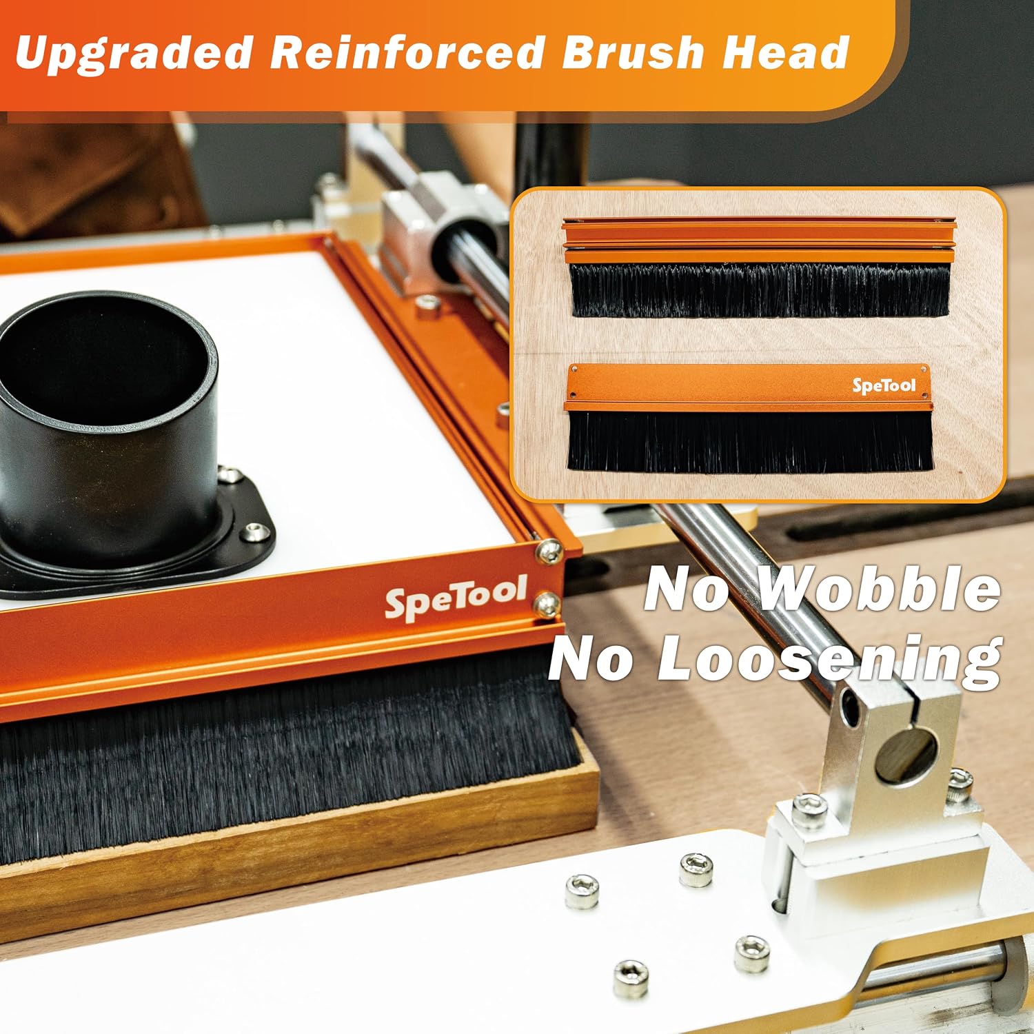SpeTool Upgraded Linear Rail Connector with Dust Collection, Fits 16mm Linear Rails, Router Sled Slide, SBR16UU & SCS16UU Slide Blocks, PE Router Plate Compatible with Multiple Routers