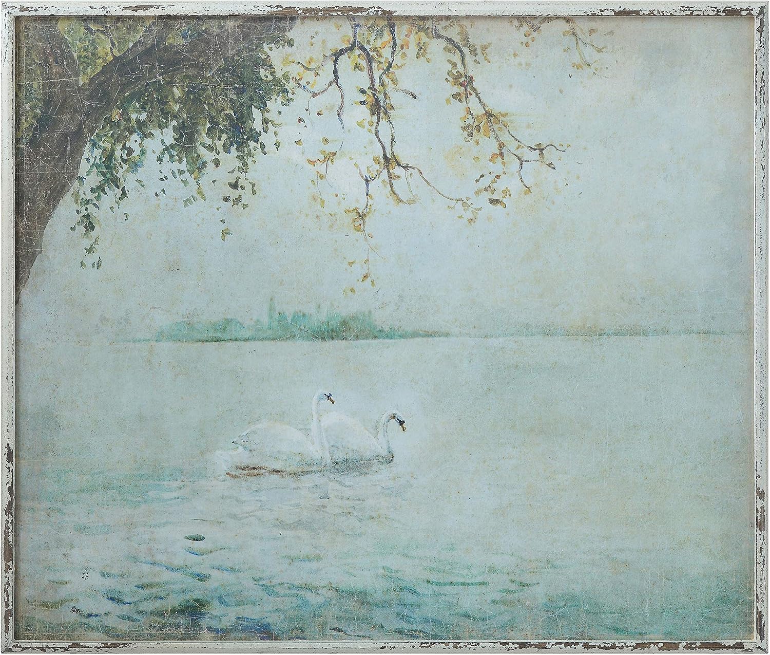 Creative Co-Op Vintage Swans Wood Framed Wall Décor