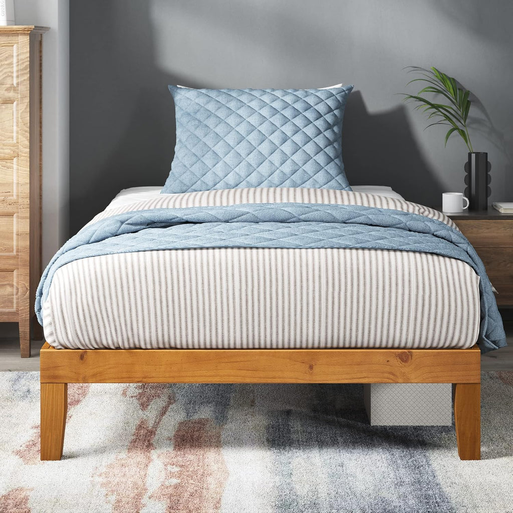 Zinus Alexia Wood Platform Bed Frame, Solid Wood Foundation, No Box Spring Needed, Wood Slat Support, Easy Assembly, Rustic Pine, Twin