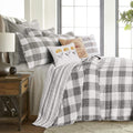 Levtex Home - Camden Bedspread Set - Full (96 x 110 in.) + Two Standard Pillow Shams (26 x20 in.) - Buffalo Check in Grey and Cream - Reversible Pattern - Cotton