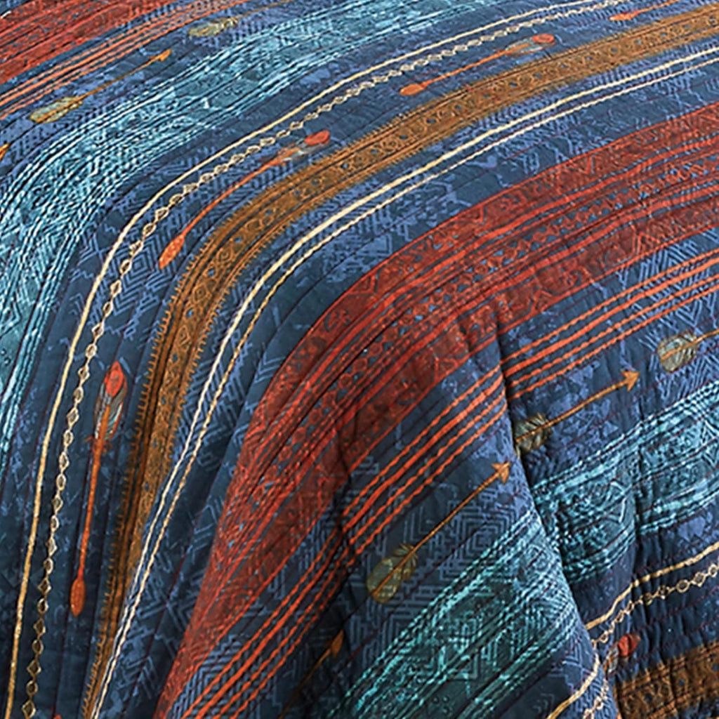 BLACK FOREST DECOR Sunset Arrows Quilt Bed Set - Twin - Southwest Stripe and Arrow Cotton Blend Bedding