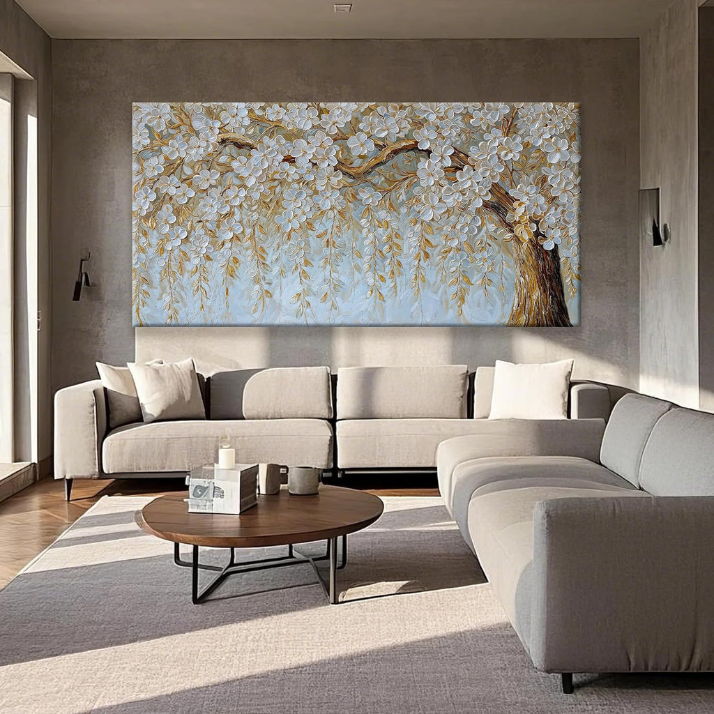 Suconvng Large Wall Art For Living Room Prints Home Wall Decor Modern Canvas Art Wall Decor 39 X 78 Inches Elegant Flower White Wall Art Picture For Bedroom Office Artwork