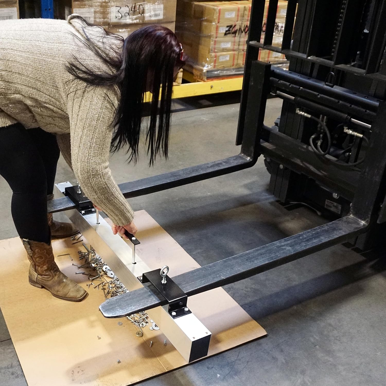 Master Magnetics Magnetic Floor Sweeper - Hang-Type for Forklift, 48' Sweeping Width, Quick Release, MRHS48RXC