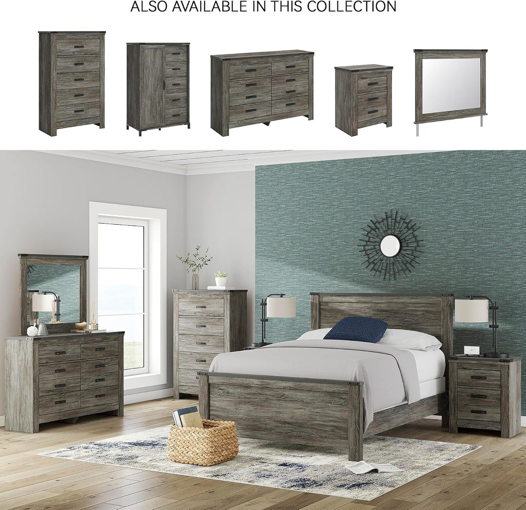 Signature Design by Ashley Frandern Vintage Casual Chest with 5 Smooth-Gliding Drawers, Matte Black Drawer Handles, Wood and Decorative Laminate, Gray, 34.25' W