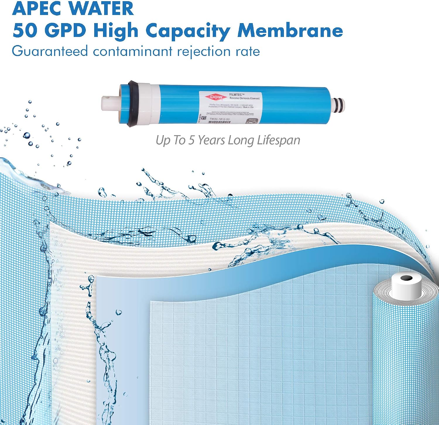APEC Water Systems FILTER-MAX45 US Made 50 GPD Complete Replacement Set for Ultimate Series Reverse Osmosis Water Filter System Stage 1-5