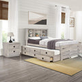 GOWE 2 Pieces Bedroom Sets Farmhouse Style Twin Size Bookcase Captain Bed and Nightstand, Rustic White
