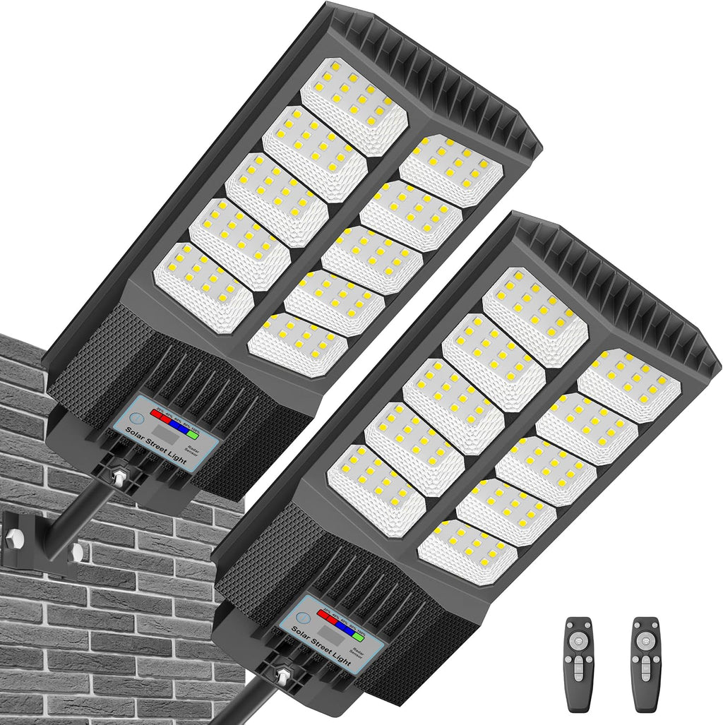 Solar Street Lights Outdoor Waterproof 6500W Solar Flood Lights Dusk to Down with Motion Sensor for Parking Lot, Outdoor Street Light Solar Powered 7000K for Yard Patio and Walkway