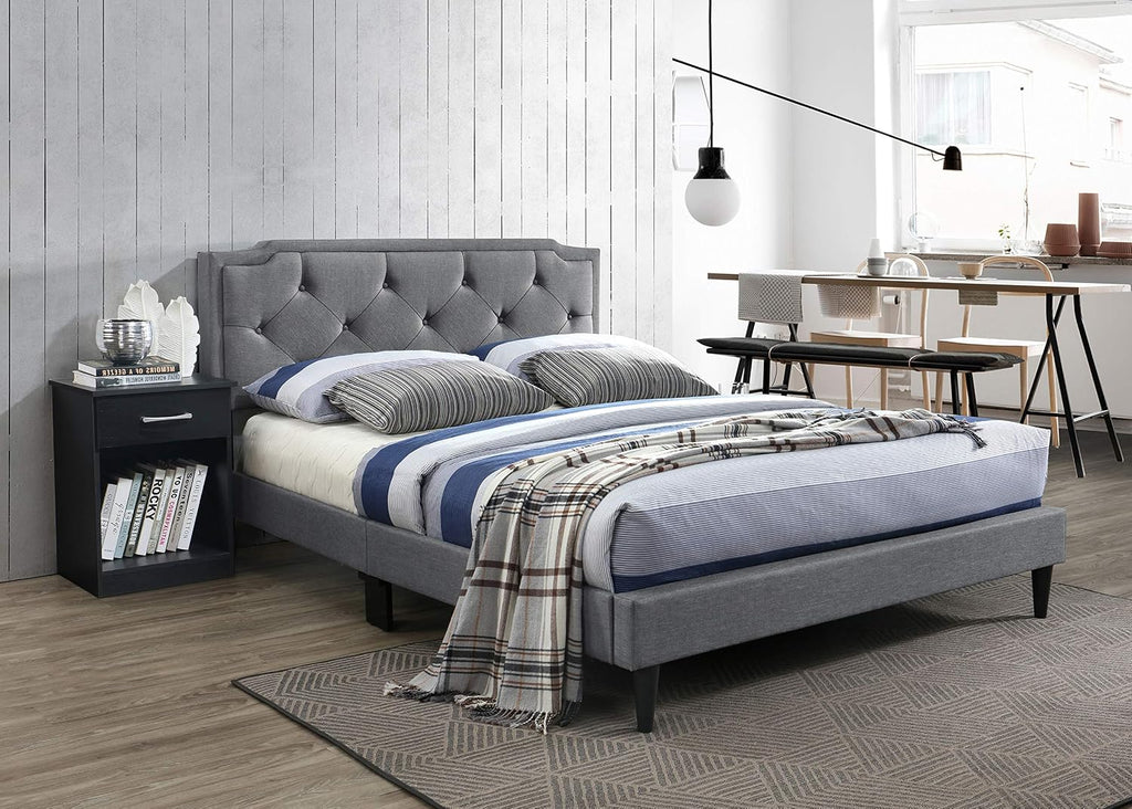 Glory Furniture Deb Fabric Upholstered King Bed in Gray