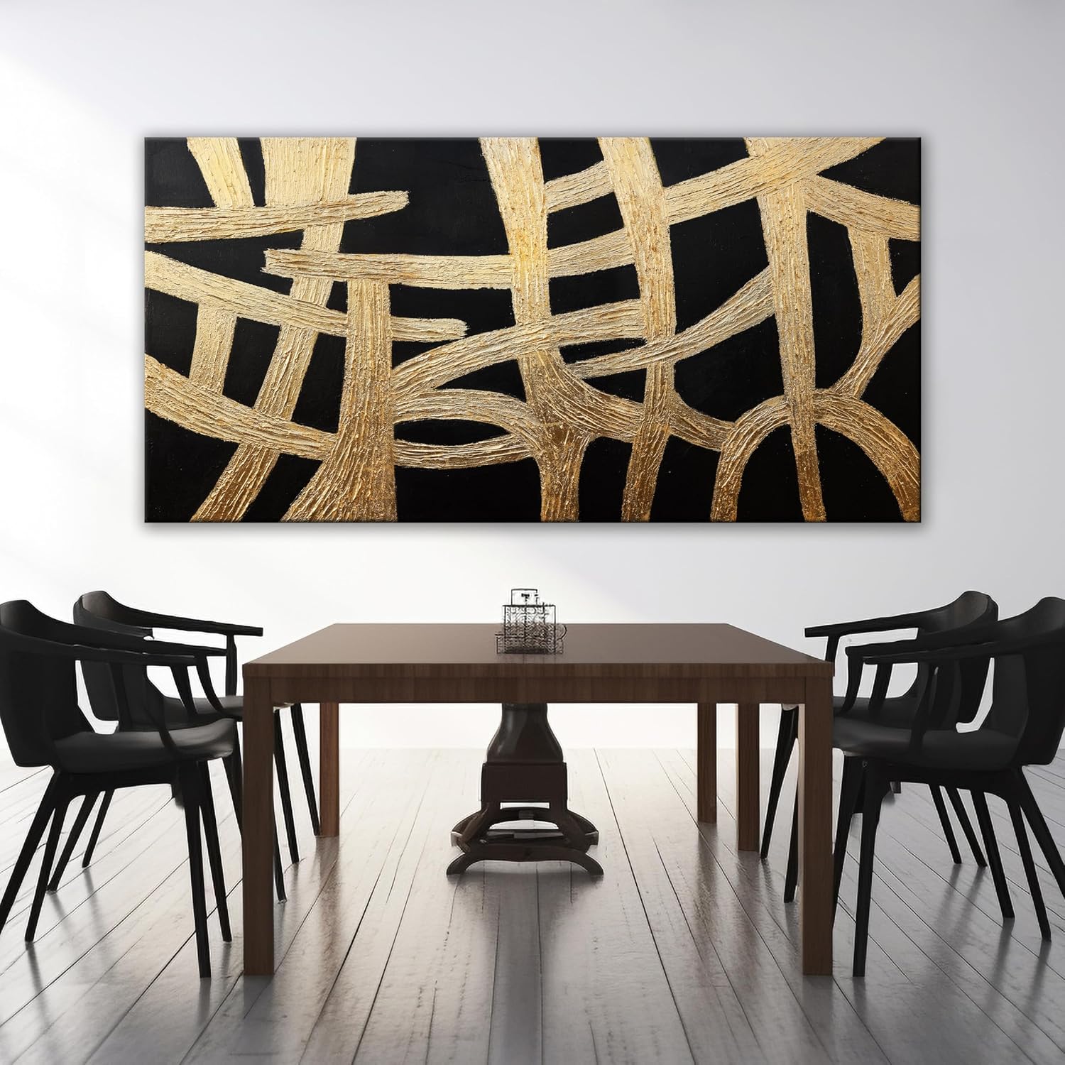 Abstract Wall Art Paintings Wall Decor Large Canvas Wall Art Decor Black And Gold Lines Texture Wall Art Decor Artwork Modern Minimalist Wall Art For Living Room Bedroom Office Wall Decor 29'X58'