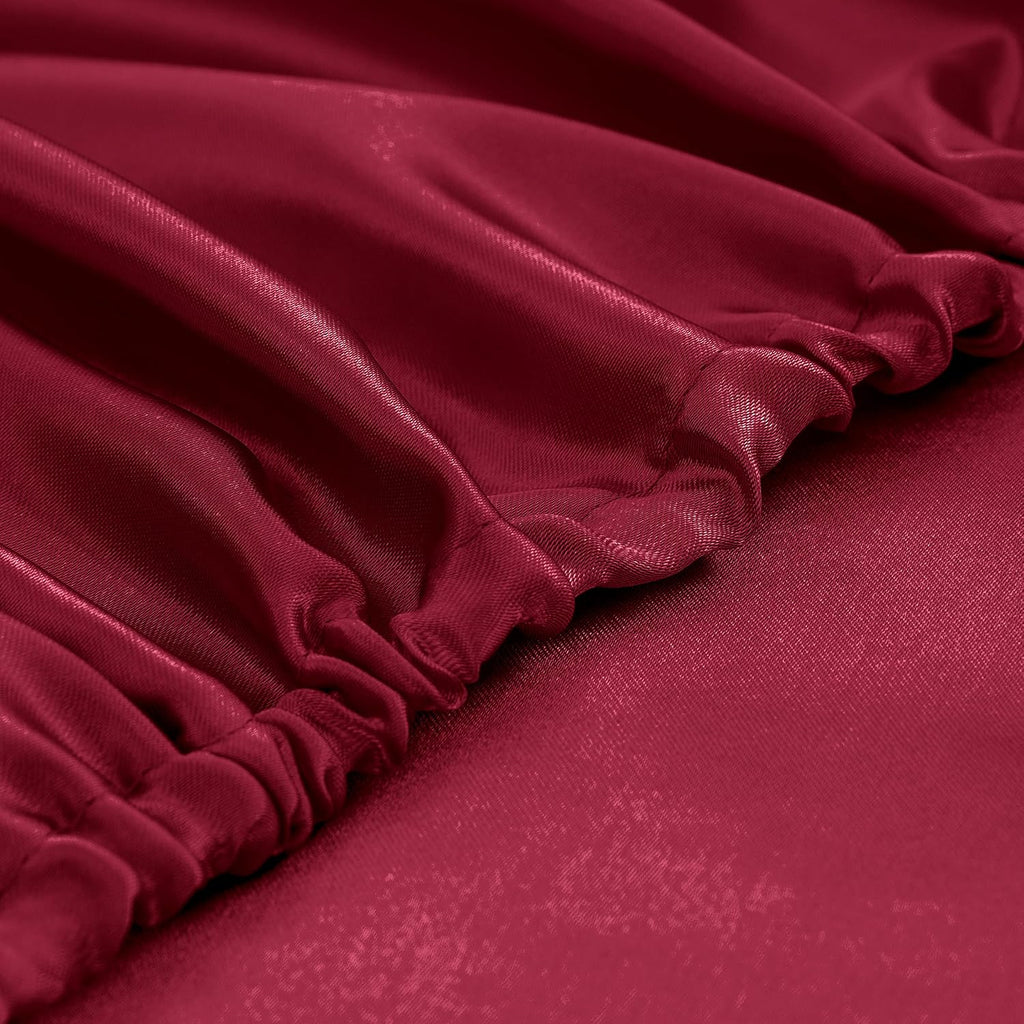 Twin XL Size 4-Piece Sheet Set Premium Mulberry Silk Bed Sheets Set Fits 14-16' Deep Pocket - Luxurious Soft Silk (Solid, Burgundy)