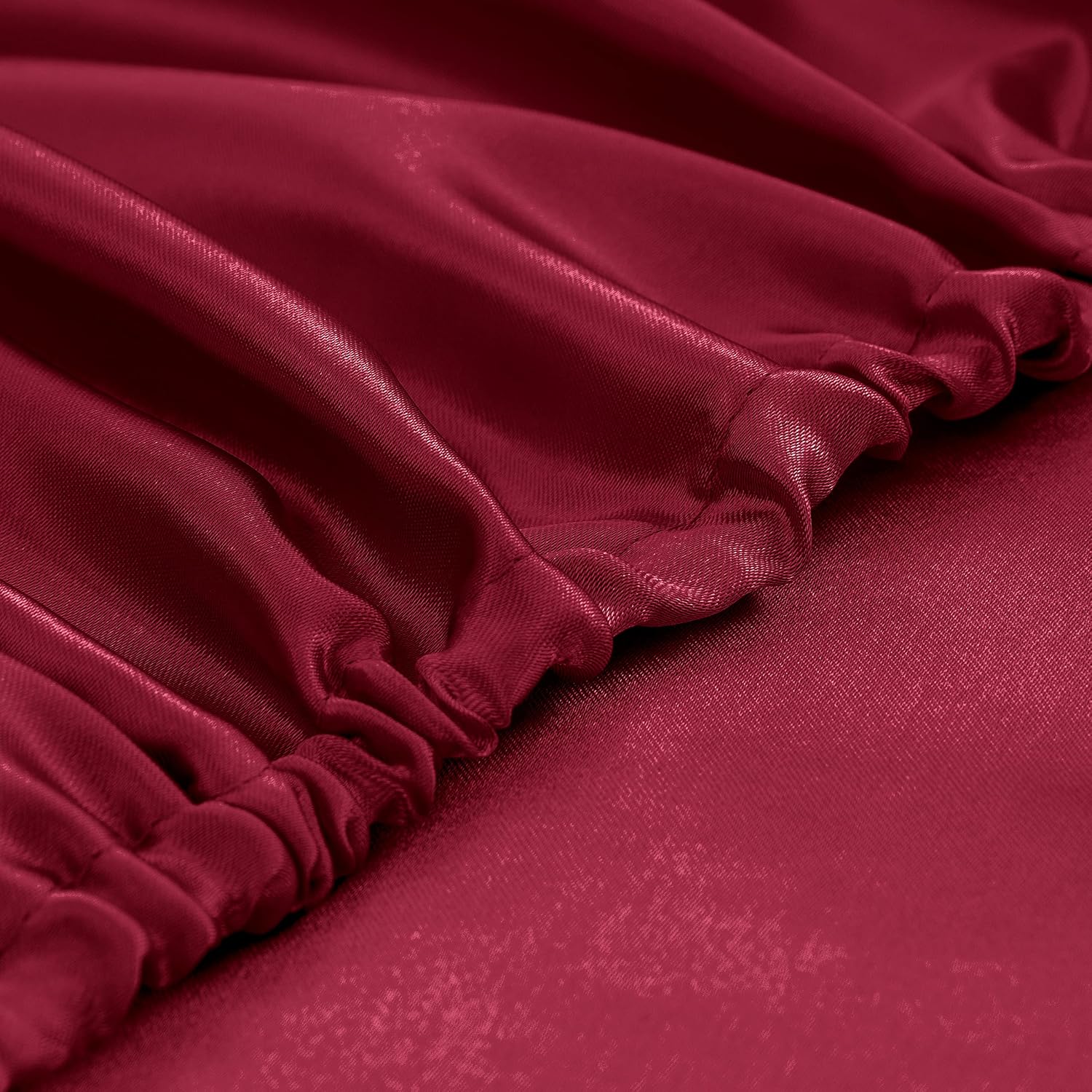 Twin XL Size 4-Piece Sheet Set Premium Mulberry Silk Bed Sheets Set Fits 14-16' Deep Pocket - Luxurious Soft Silk (Solid, Burgundy)