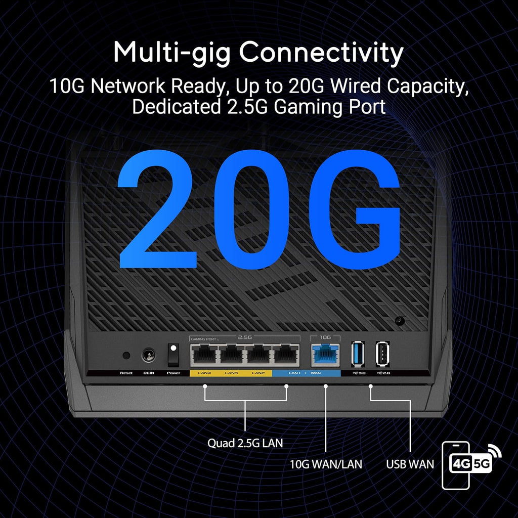 ASUS RT-BE86U BE6800 Dual-Band WiFi 7 Router, Supports 4096-QAM, MLO, AI WAN Detection, AiMesh, Subscription-Free Network Security, and Comprehensive VPN Features, Guest Network Pro, Gaming