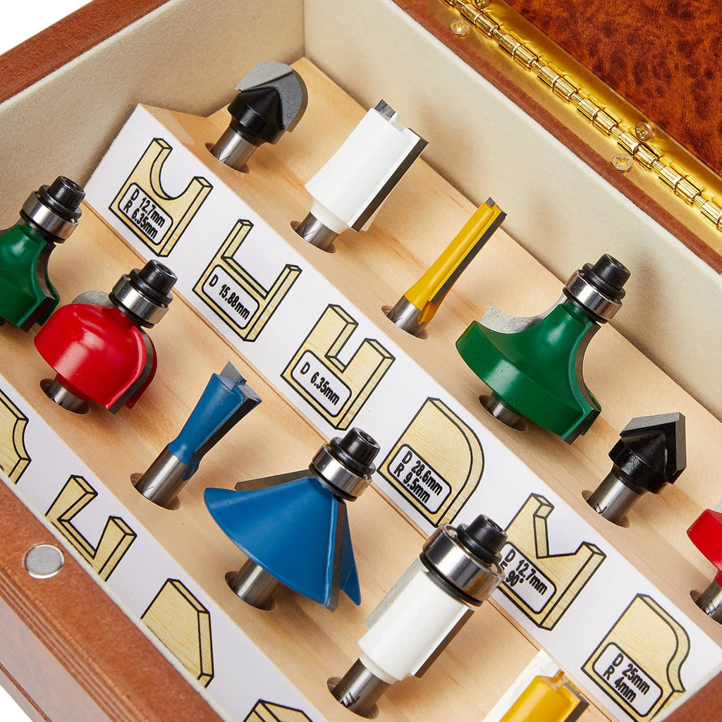 Makita A-91051 1/4-Inch Router Bit Set - Multi-Colour (12-Piece)