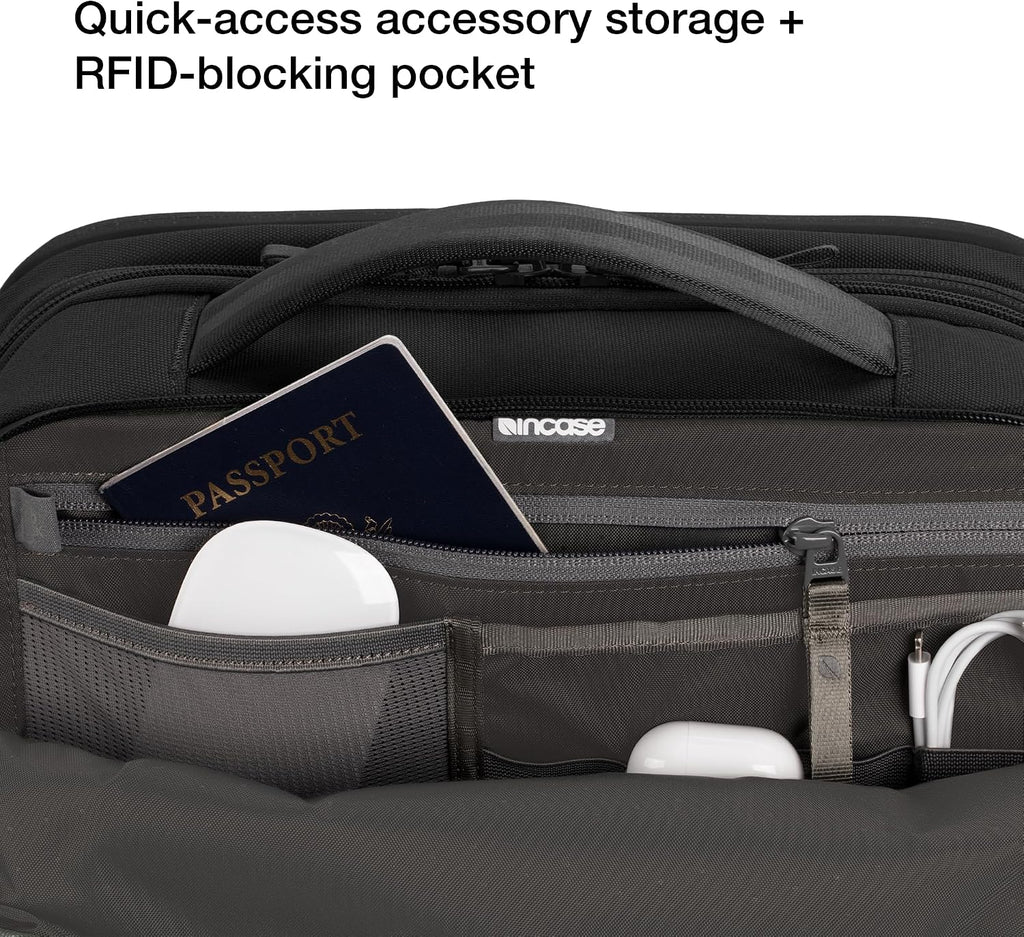 Incase A.R.C. Travel Backpack 38L – Expandable Carry On Luggage, Fits up to 17' Laptop – Butterfly Opening, Quick Access Pocket, Shoe Storage – Airplane Travel Essentials, Weekend Bag – Black