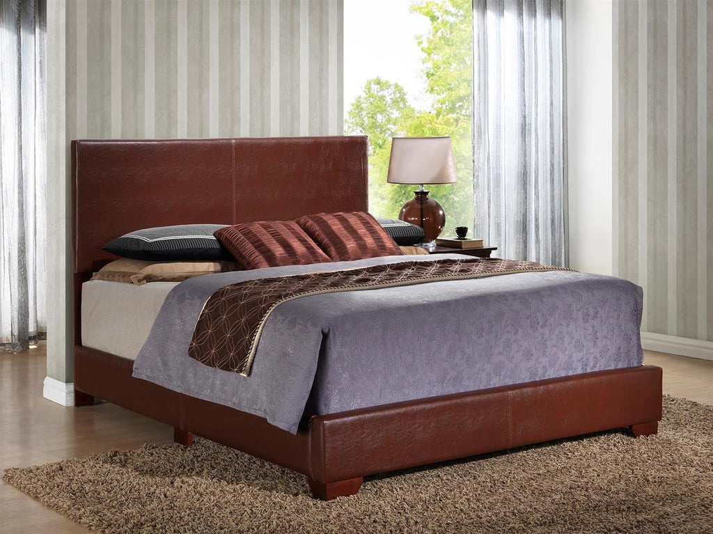 Glory Furniture Aaron Faux Leather Upholstered Queen Bed in Light Brown