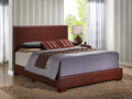 Glory Furniture Aaron Faux Leather Upholstered Queen Bed in Light Brown
