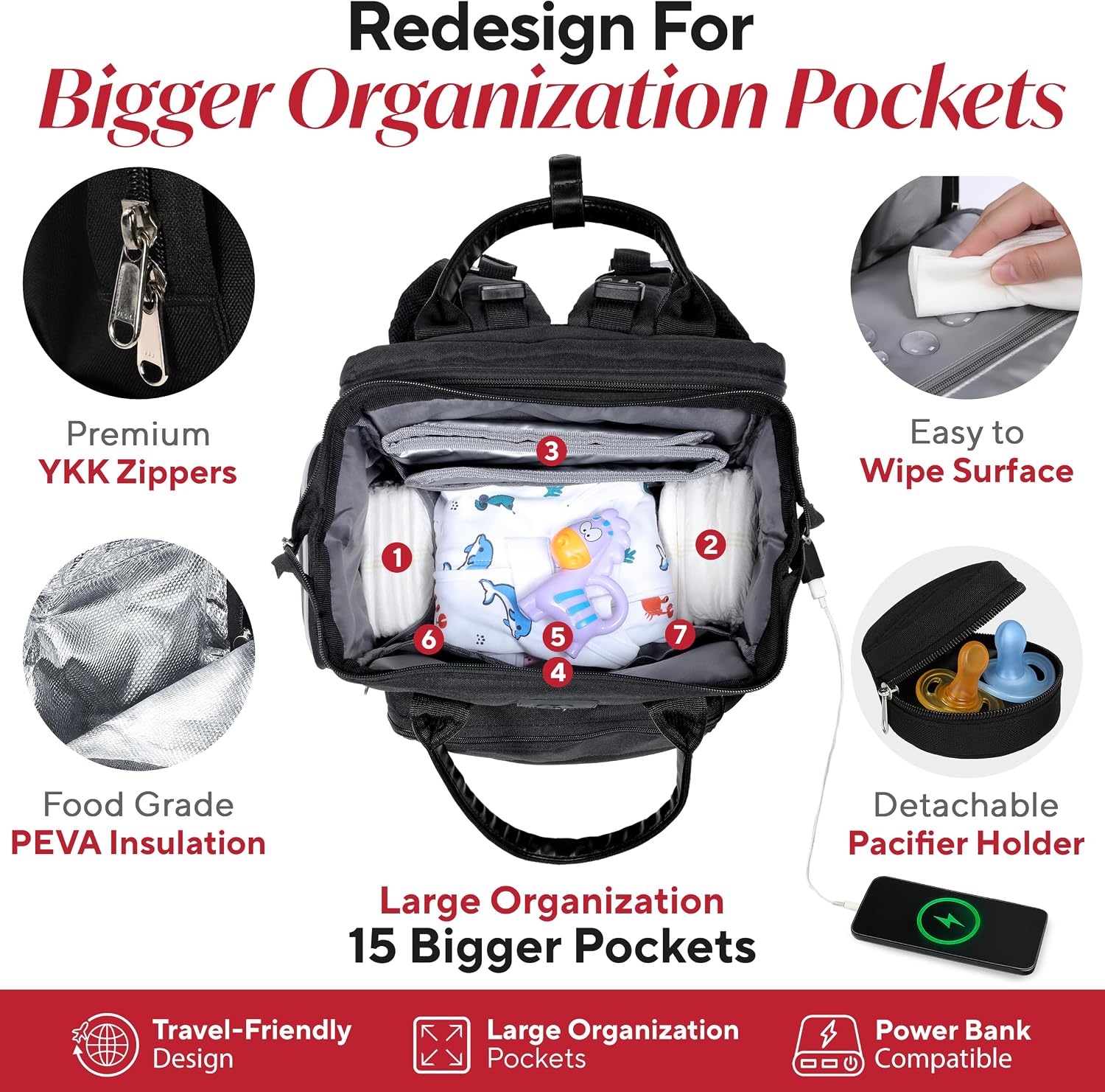 Award-Winning Baby Diaper Bag Backpack with Changing Station –Large Multifunction Waterproof Diaper Bag, Warm Bottle Pockets, Newborn Essentials Travel Gift for Mom & Dad, Best Baby Shower