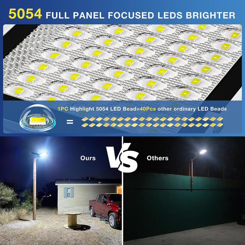 OKPRO 12000W Split-Type Solar Street Light Outdoor – High-Brightness LED, 6500K Dusk to Dawn, IP66 Waterproof with Remote, Commercial & Industrial Lighting for Parking Lots, Farms, Sports Fields