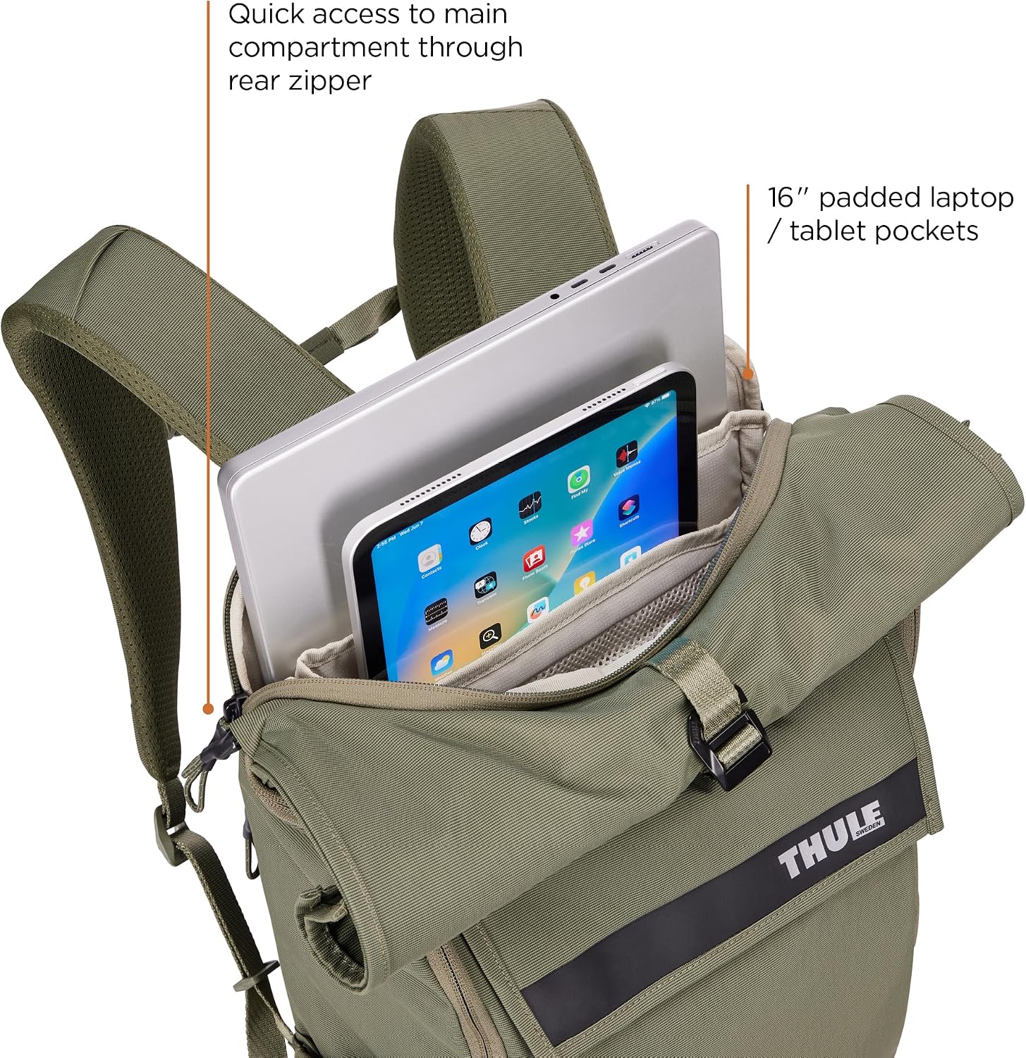 Thule Paramount 24L Backpack - Commuter Backpack with Padded Laptop Sleeve - Fits 16' laptops and 12' Tablets - Thoughtful Layout and Organization