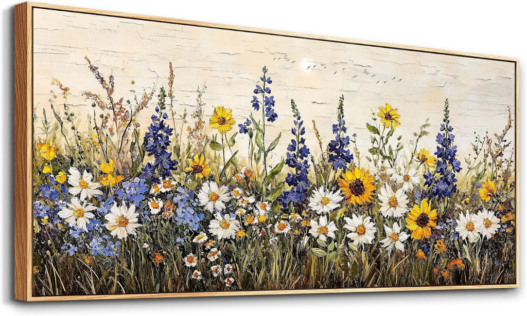 ERQINHUA Farmhouse Wall Decoration For Living Room Large Canvas Wall Art For Bedroom Office Mural Boho Flowers Watercolour Restaurant Wall Pictures Printing Artwork Home Decor 32x72 In Wood Framed