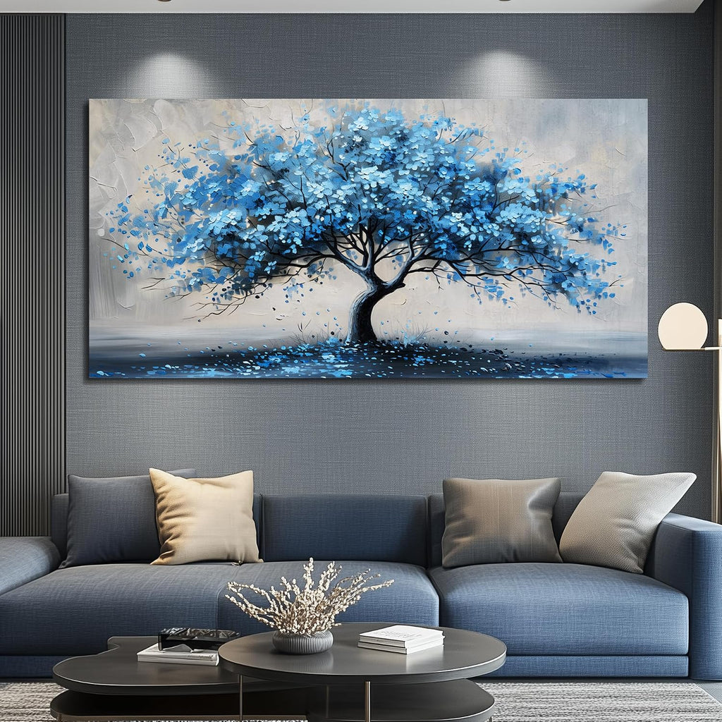 KELIYUAN Large Wall Art For Living Room Canvas Wall Decor For Office Bedroom Room Decorations Abstract Paintings Blue Tree Pictures Artwork Ready To Hang Guesthouse Mural Aesthetic Decor 30x60 In