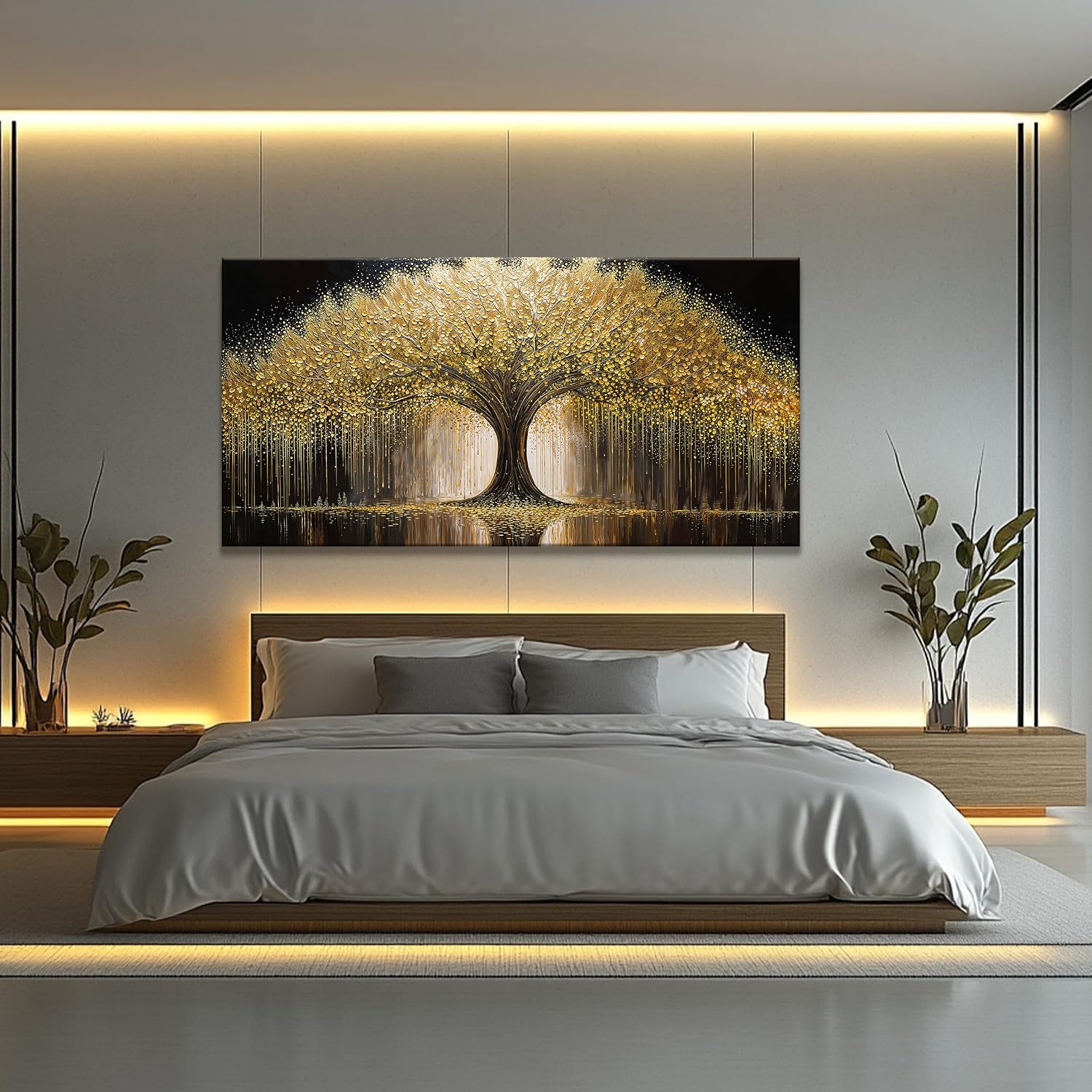 Large Wall Art Decor Gold Tree Of Life Wall Art Artwork Prints Canvas Art Wall Decor Painting Prints Gold Tree Large Abstract Wall Decor Picture For Living Room Bedroom Office 35x70 Inch