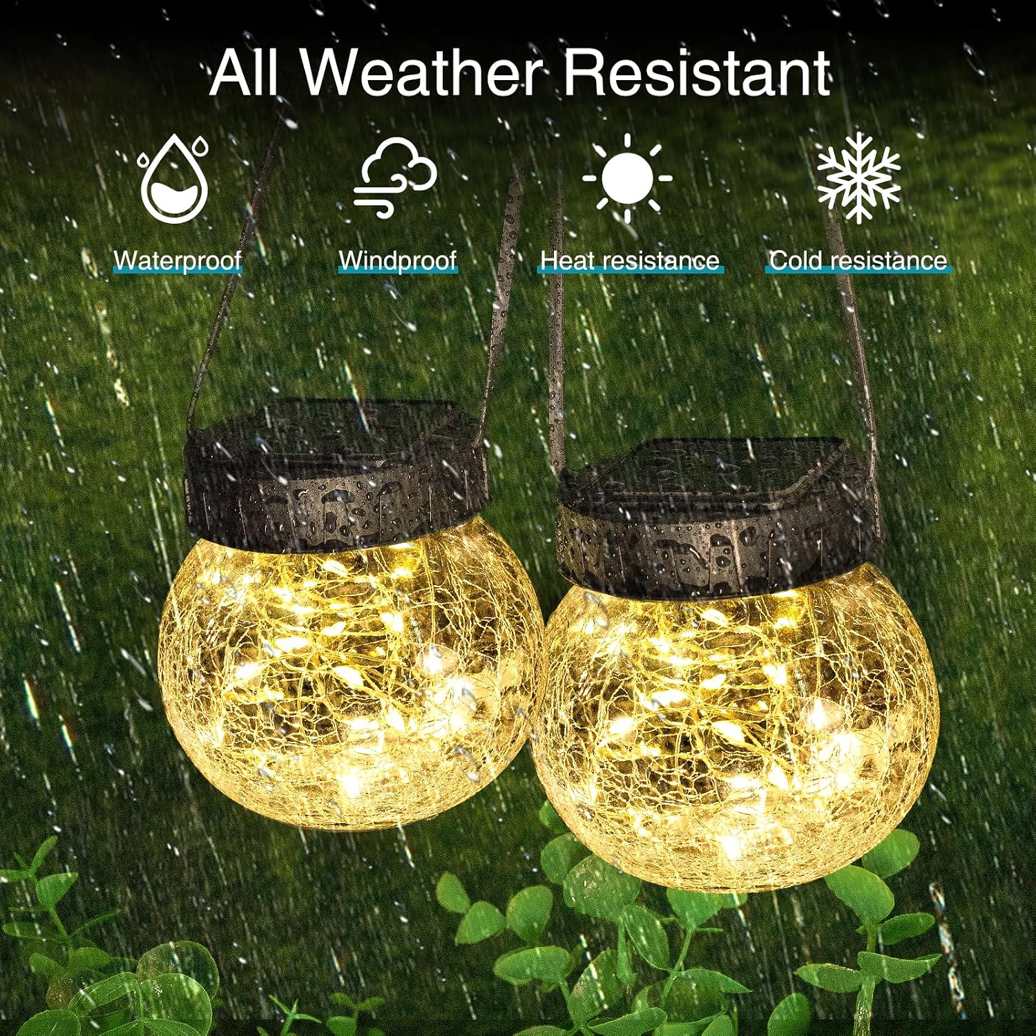 Kolpop Solar Lanterns Outdoor Waterproof 18 Pack, Hanging Solar Lights with 30 LED, Cracked Glass Hanging Globes for Garden Patio Fence Yard Christmas Tree Decoration, Warm White