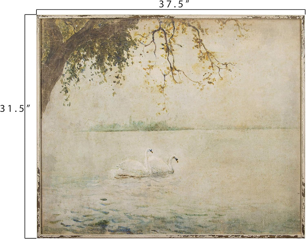 Creative Co-Op Vintage Swans Wood Framed Wall Décor