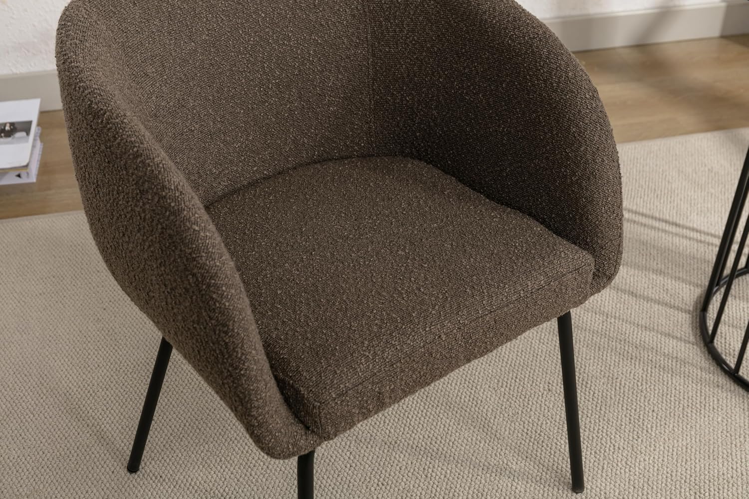 Luxury Velvet Dining Chairs with Swivel Function and Metal Legs Set of 2 (Grey + Black) Ideal for Living Room or Bedroom (Brown Single)