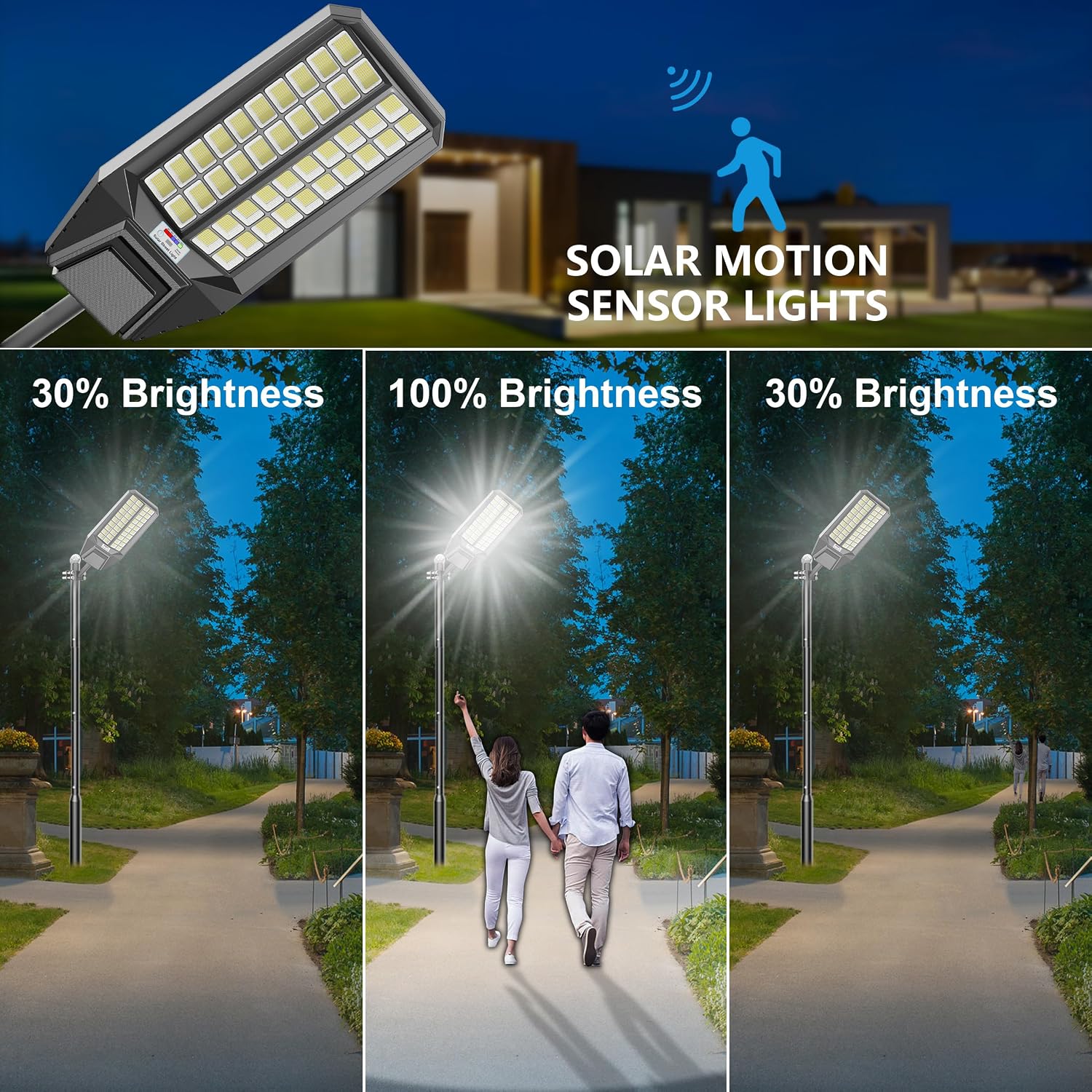 10000W Solar Street Light - 600000 Lumens, Dusk-to-Dawn, Waterproof, Ideal for Commercial & Outdoor Parking Lots - Energy-Efficient Solar-Powered, 3-Year Warranty