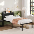 Lutown-Teen 16 Inch Twin Bed Frames with Upholstered Storage Headboard, Sturdy Single Bed Frame, No Box Spring Needed Twin Platform, Black