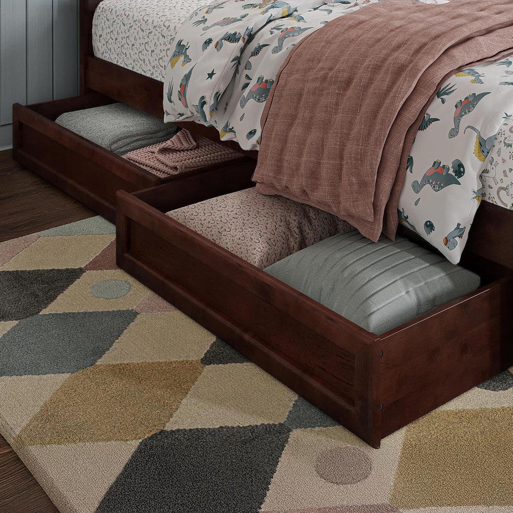AFI, Mid-Century Modern Under Bed Storage Drawers, Twin/Full, Walnut