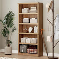 Bevfint 70 in Tall Bookcase, White Bookshelf Open Storage 5-Tier Shelves, 33 inch Wide Floor Standing Indoor Furniture, Book Cases for Home School Library Office Bedroom Kids, Oak 5 Tiers