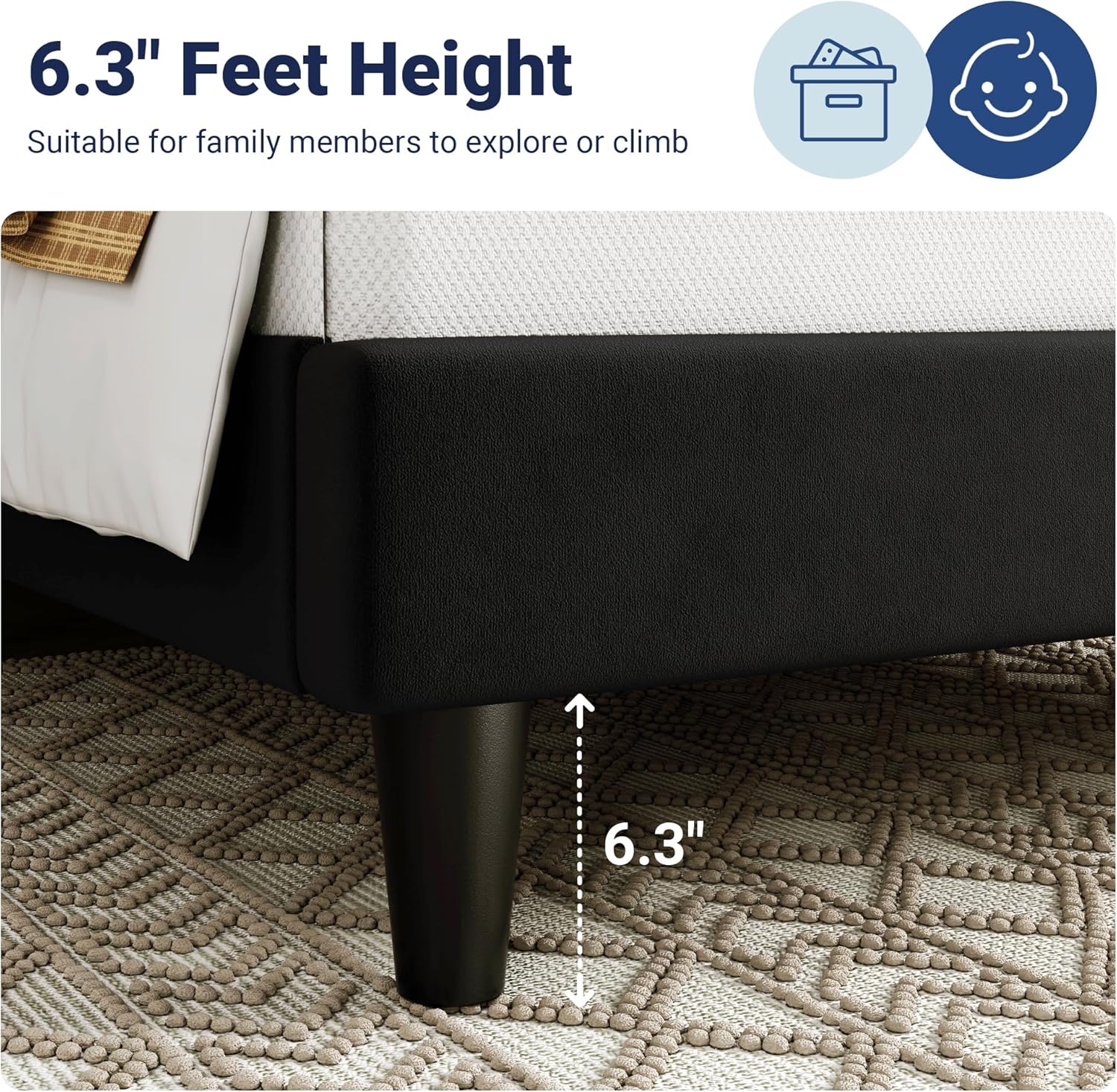 Allewie Twin Bed Frame/Velvet Upholstered Bed Frame with Vertical Channel Tufted Headboard/Strong Wooden Slats/Platform Bed Frame/Mattress Foundation/Box Spring Optional/Easy Assembly/Black