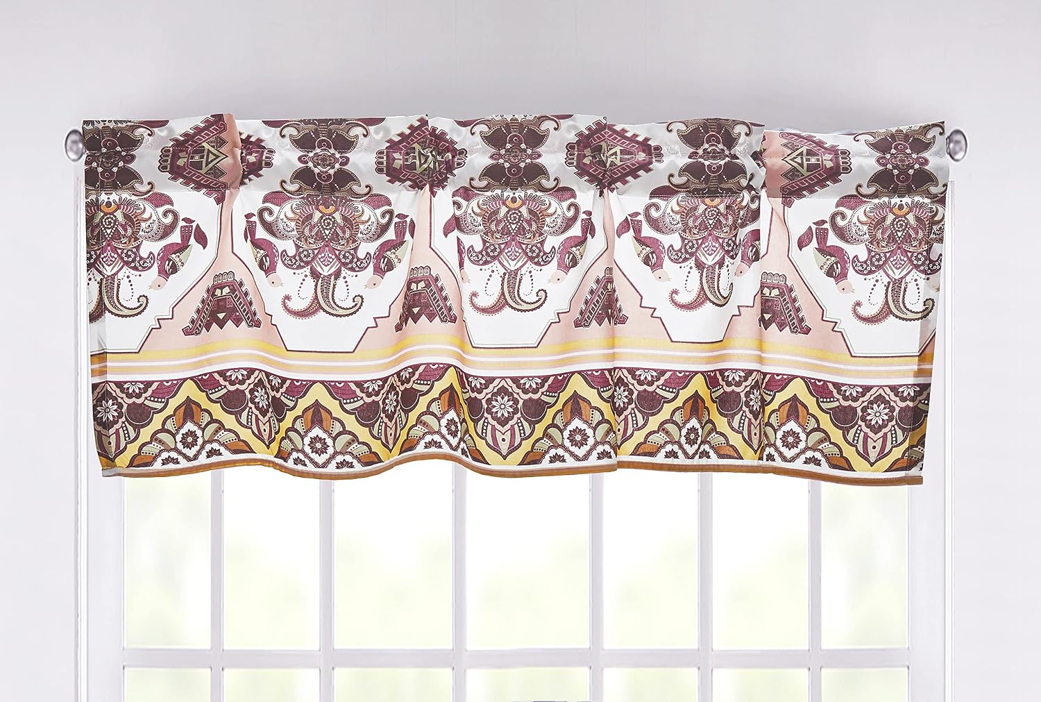 DaDa Bedding Collection Bed in a Bag Set - 11 Pieces - Farmhouse Elegant Paisley Burgundy Maroon Kilim : Bedroom Set with Fitted Sheet, Throw Pillows, and Valances - King