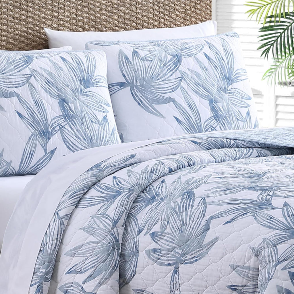 Tommy Bahama - King Quilt Set, Reversible Cotton Bedding with Matching Shams, Medium Weight, Oeko-Tex Certified (Kayo Blue)
