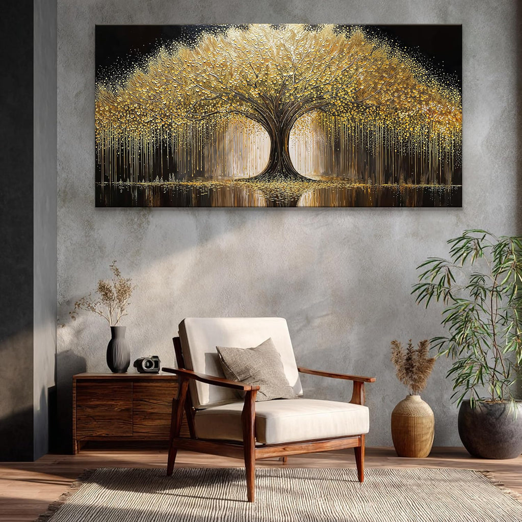 Large Wall Art Decor Gold Tree Of Life Wall Art Artwork Prints Canvas Art Wall Decor Painting Prints Gold Tree Large Abstract Wall Decor Picture For Living Room Bedroom Office 35x70 Inch