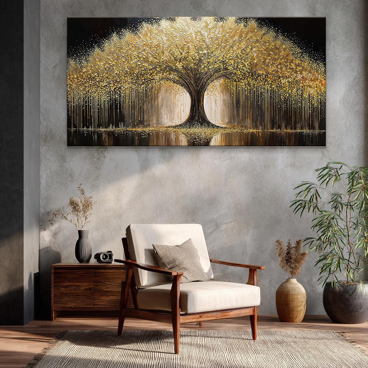 Large Wall Art Decor Gold Tree Of Life Wall Art Artwork Prints Canvas Art Wall Decor Painting Prints Gold Tree Large Abstract Wall Decor Picture For Living Room Bedroom Office 35x70 Inch