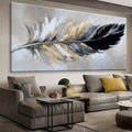 YISXINOAG Modern Abstract Wall Art Canvas Art Wall Decor Black and Gold Large Wall Art for Living Room Modern Home Decorations Abstract Art Prints Minimalist Feather Home Artwork Size 39'X78'