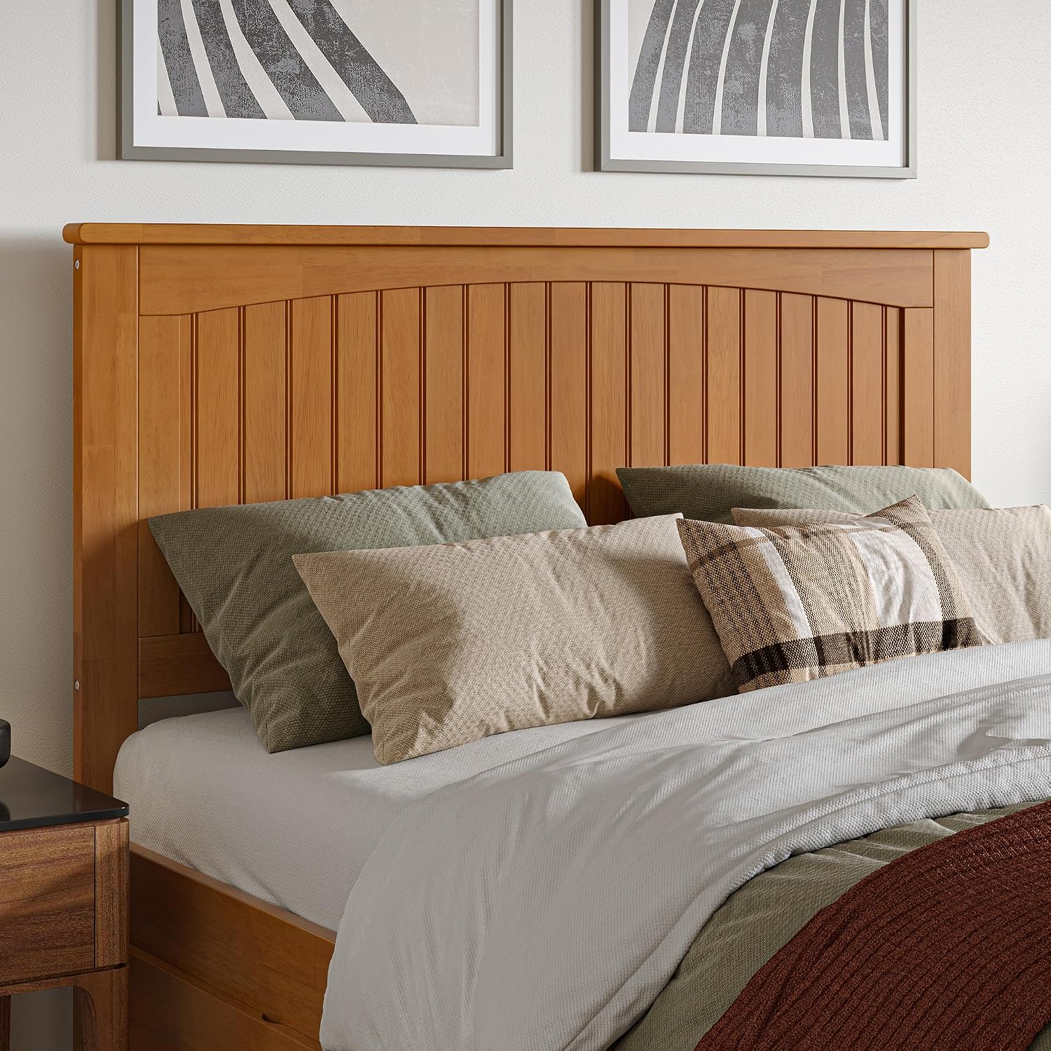 AFI, Nantucket Full Platform Bed with Footboard & Twin Trundle, Light Toffee