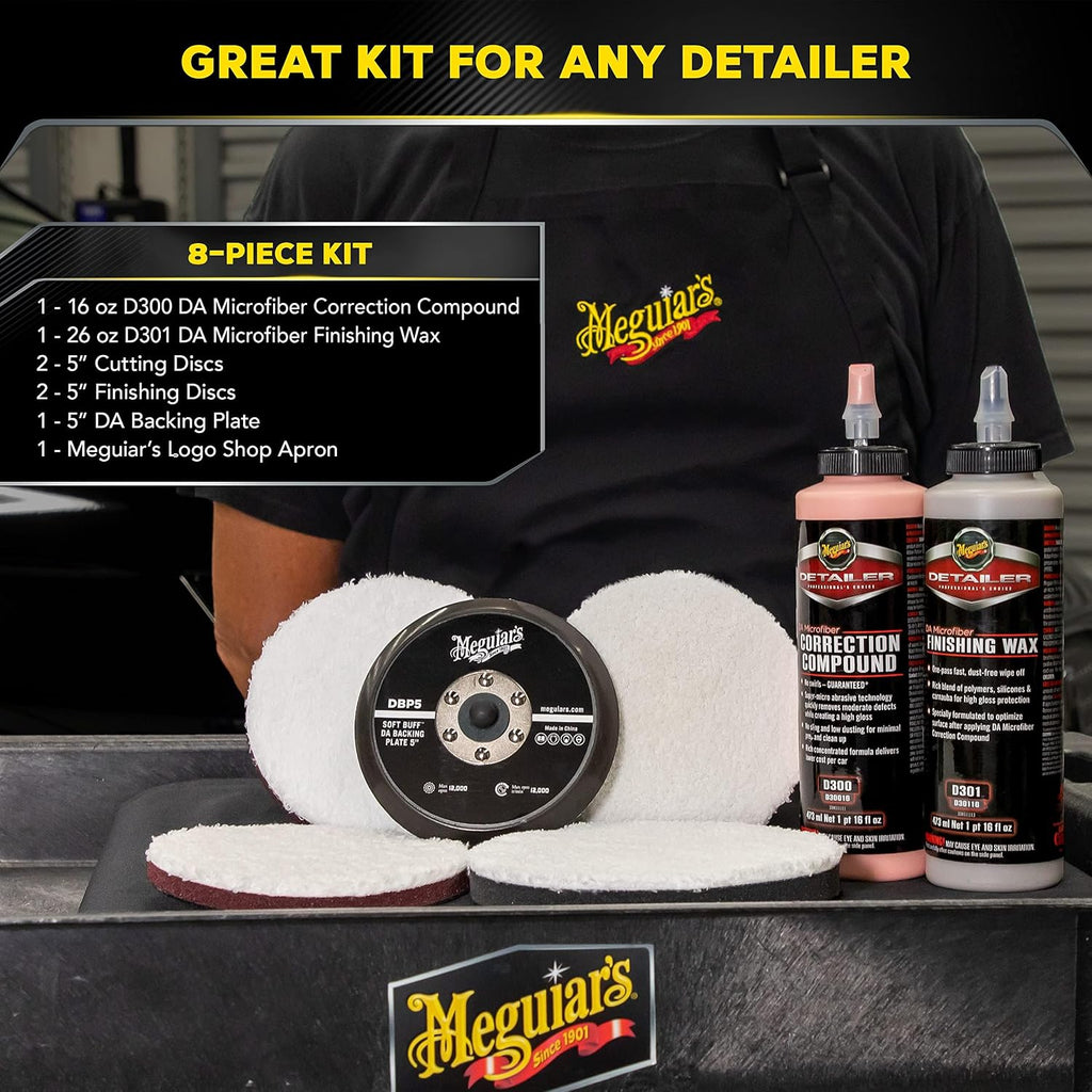 Meguiar's DA Microfiber Correction System 5' Starter Car Detailing Kit, Complete Paint Correction Kit with Cutting Discs, Backing Plate, Correction Compound, Finishing Wax, and More
