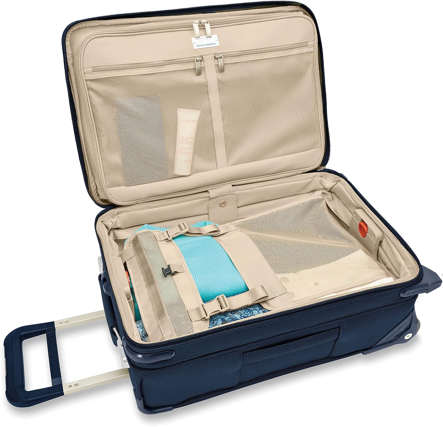 Briggs & Riley Essential 22' 2-Wheel Expandable Carry On - Luggage for Travel, Suitcases with Wheels, Softside Rolling Bag for Men & Women, Self-Repairing Zipper - Baseline Collection, Navy